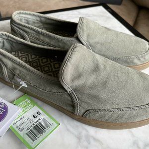 Sanuk Pair O Dice Washed Brindle 6.5 Gray w/ Gum Sole, Yoga Mat Insole - RARE